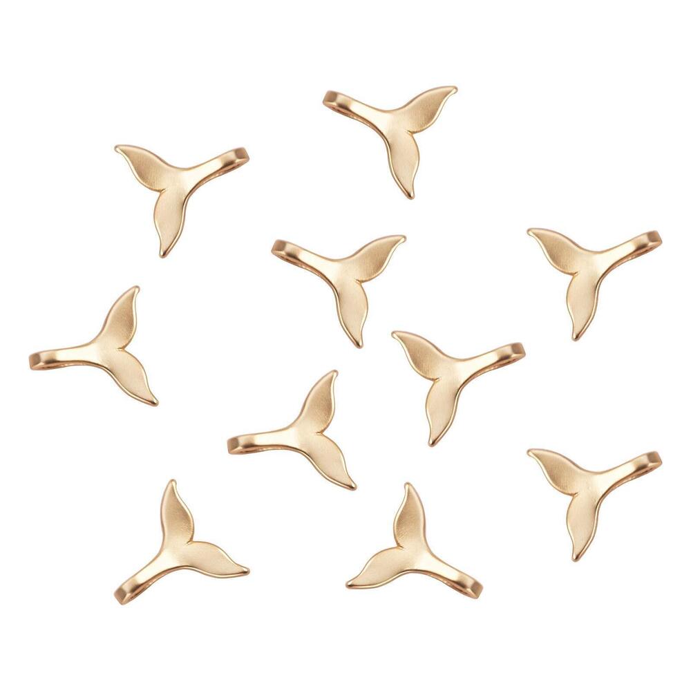 9792 10 Pcs Whale Fish Tail Shape Charms Real Gold Plated Matte Tiny